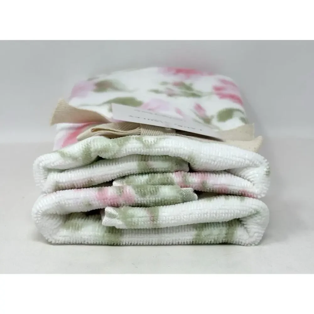 Laura Ashley Fingertip Towels Set Floral Morning Gloria 2 Pcs Pink Green NWT